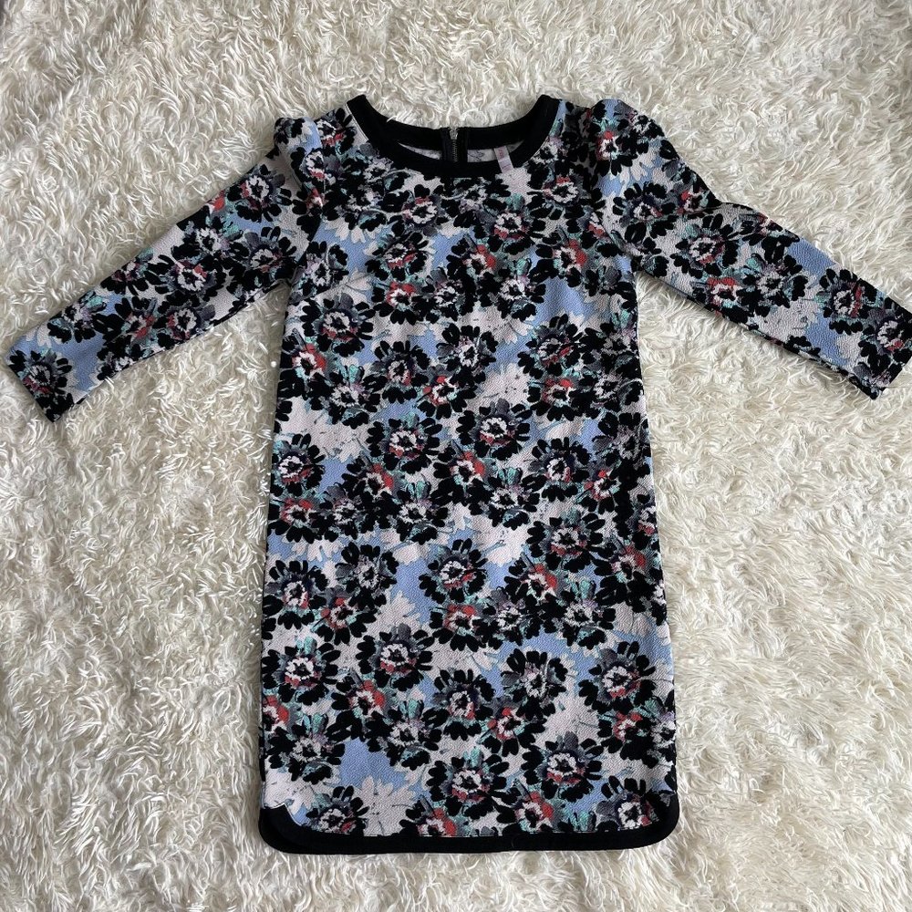 Floral 3/4 Sleeve Zip Dress